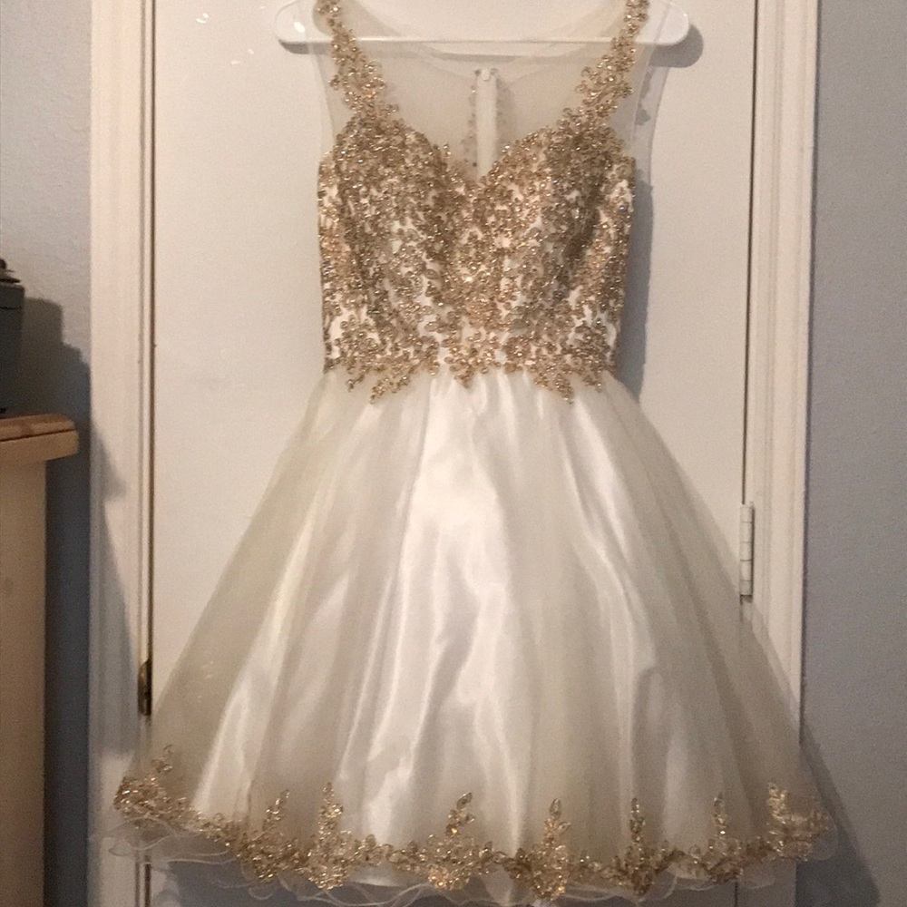 White and gold dress